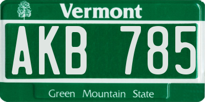 VT license plate AKB785