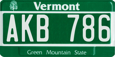 VT license plate AKB786