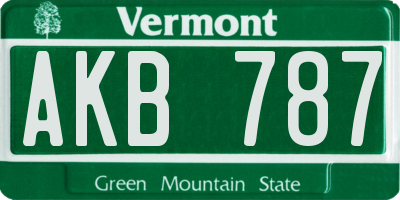 VT license plate AKB787