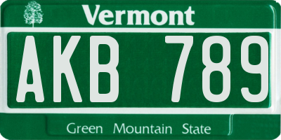 VT license plate AKB789