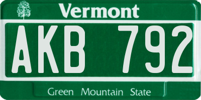 VT license plate AKB792
