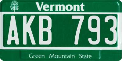 VT license plate AKB793