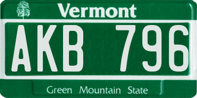 VT license plate AKB796