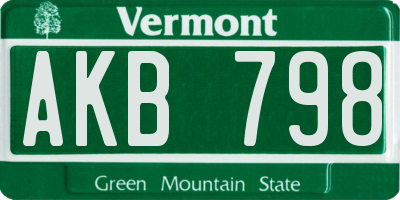 VT license plate AKB798