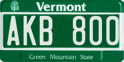 VT license plate AKB800
