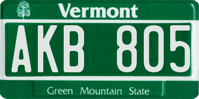 VT license plate AKB805