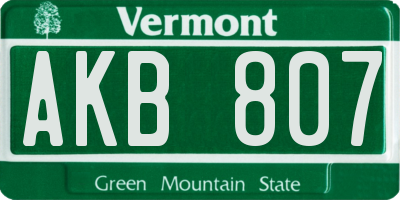 VT license plate AKB807
