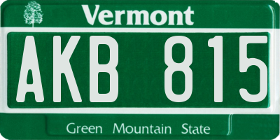 VT license plate AKB815