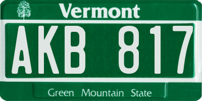 VT license plate AKB817