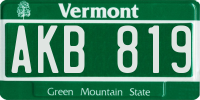 VT license plate AKB819