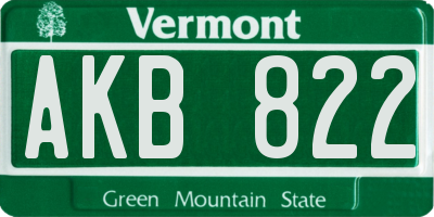 VT license plate AKB822