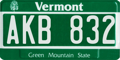 VT license plate AKB832