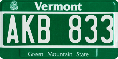 VT license plate AKB833