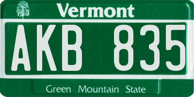 VT license plate AKB835
