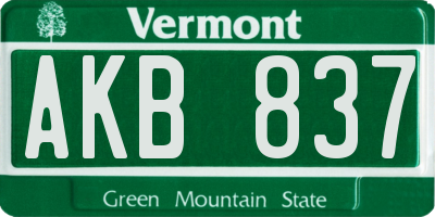VT license plate AKB837