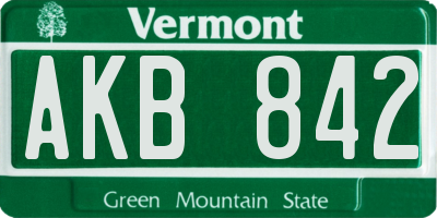 VT license plate AKB842