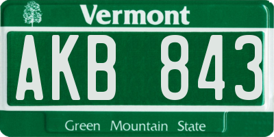 VT license plate AKB843