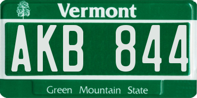 VT license plate AKB844