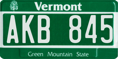 VT license plate AKB845
