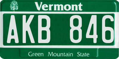VT license plate AKB846