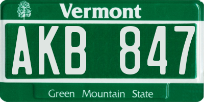 VT license plate AKB847