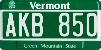VT license plate AKB850