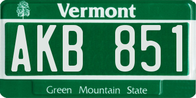 VT license plate AKB851