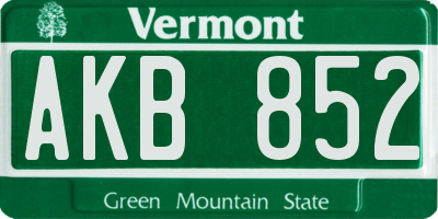 VT license plate AKB852
