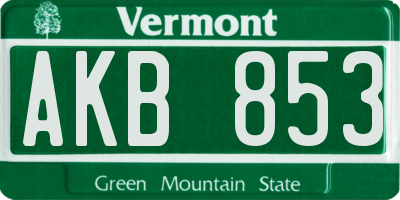 VT license plate AKB853