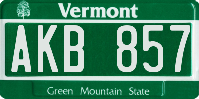 VT license plate AKB857