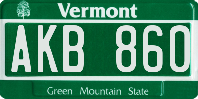 VT license plate AKB860