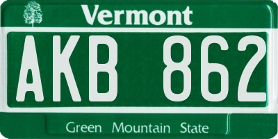 VT license plate AKB862