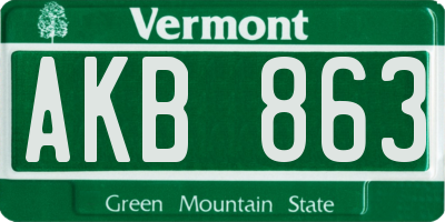 VT license plate AKB863