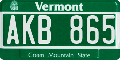 VT license plate AKB865