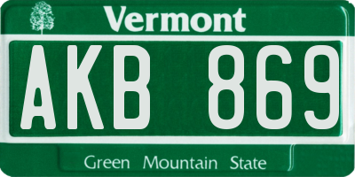 VT license plate AKB869