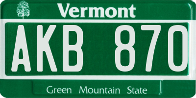 VT license plate AKB870