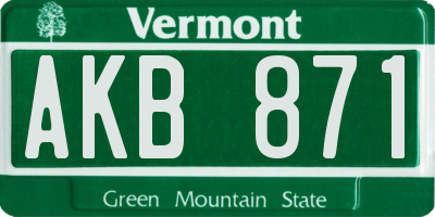 VT license plate AKB871