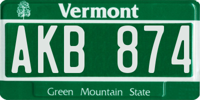 VT license plate AKB874
