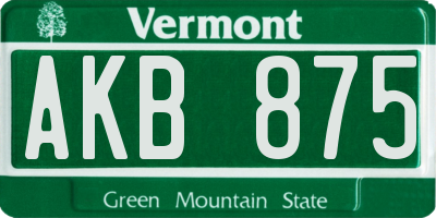 VT license plate AKB875