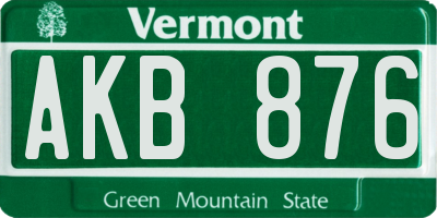 VT license plate AKB876