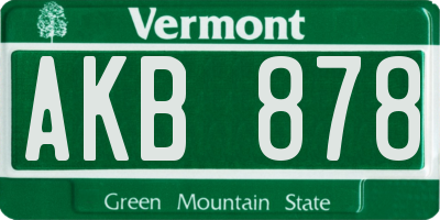 VT license plate AKB878