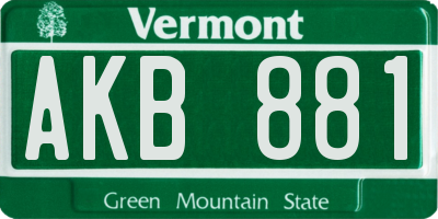VT license plate AKB881