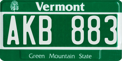 VT license plate AKB883