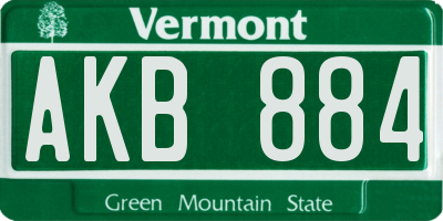 VT license plate AKB884
