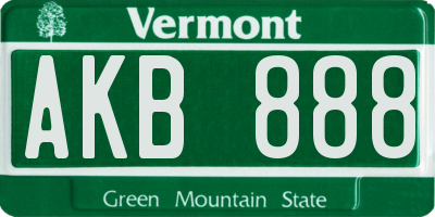 VT license plate AKB888