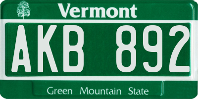 VT license plate AKB892