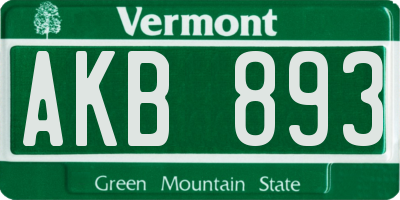 VT license plate AKB893