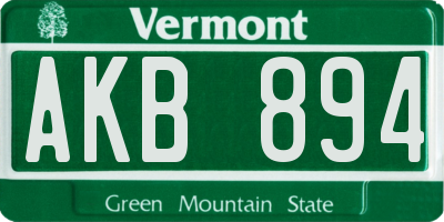 VT license plate AKB894