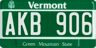 VT license plate AKB906