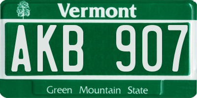 VT license plate AKB907